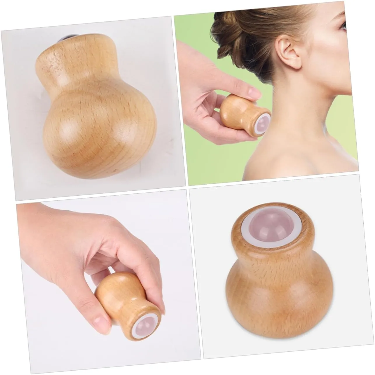 2pcs Jade Face Roller for Facial Massage and Relaxation Portable Skin Care Tool for Puffiness and for Neck Hands and Legs Handle Design