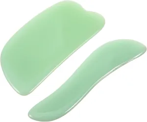 2pcs Jade Guasha Board Massage Scraper for Facial Relaxation Lightweight and Portable Massage Tool for Easy Use for Skincare and Muscle Relief