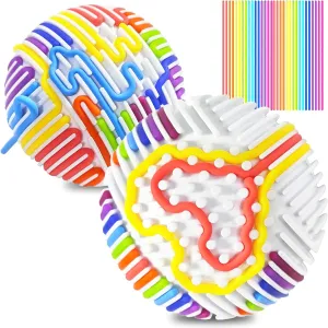 2PCS Sensory Balls Fidget Toys for Kids, Sensory Activity Board with 16 Ropes for Stress, Anxiety, ADHD & Autism，Therapy Toys for Kids 3  & Adults
