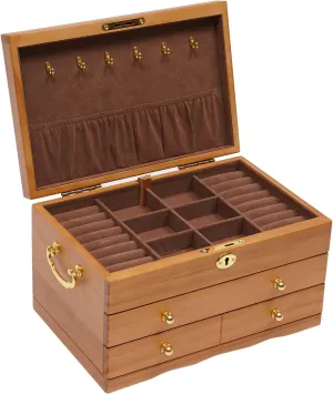 3 Layers Jewelry Storage Box, Case For Mom Girlfriend Gift   Lock Box Organizer, Jewelry Box Organizer Display Case Velvet Interior Large Capacity For Rings, Earrings, Necklaces, Bracelets, Watches