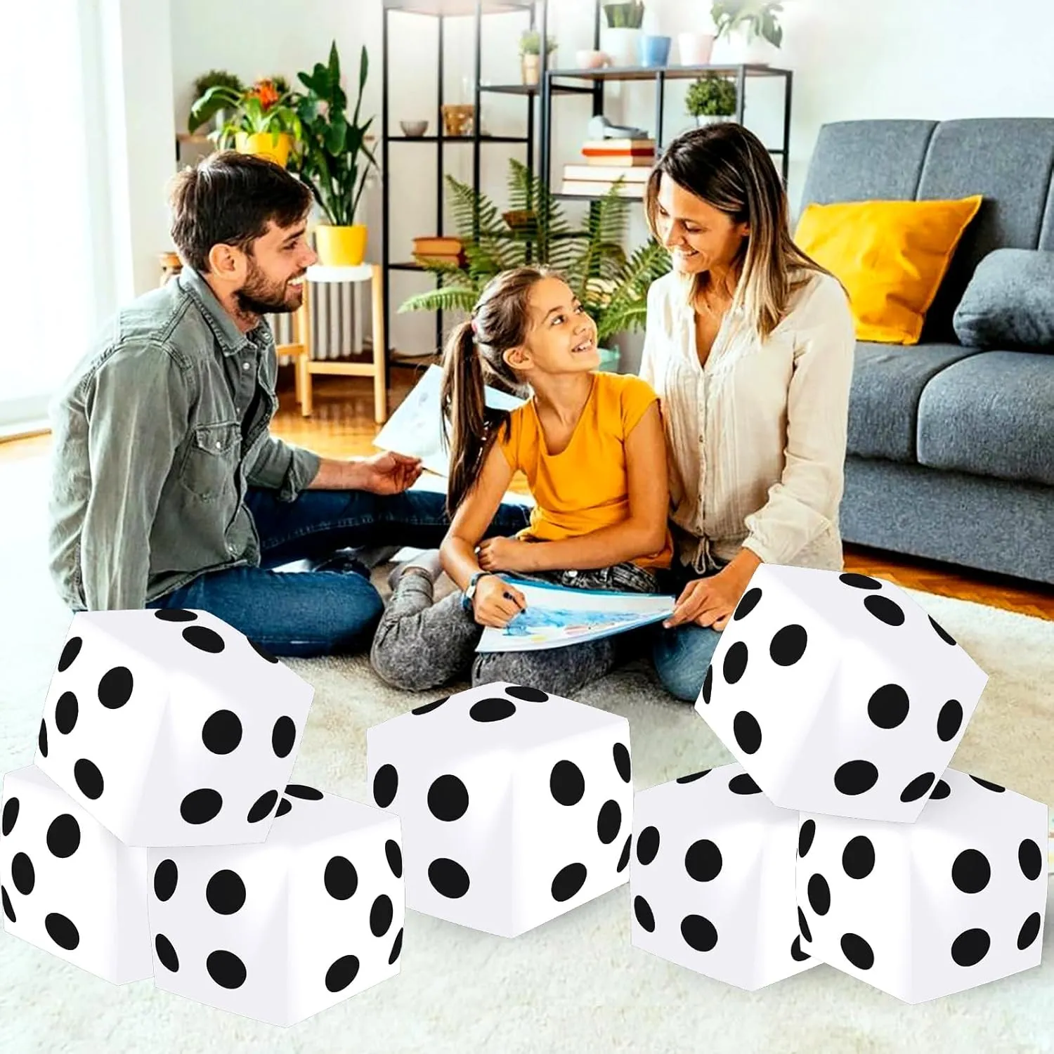 3 Pieces Jumbo Inflatable Dice 19.7 Inch Giant Inflatable Dice Multicolor Large Fun Game Toy for Indoor Outdoor Lawn Swimming Pool Party Board Game, White