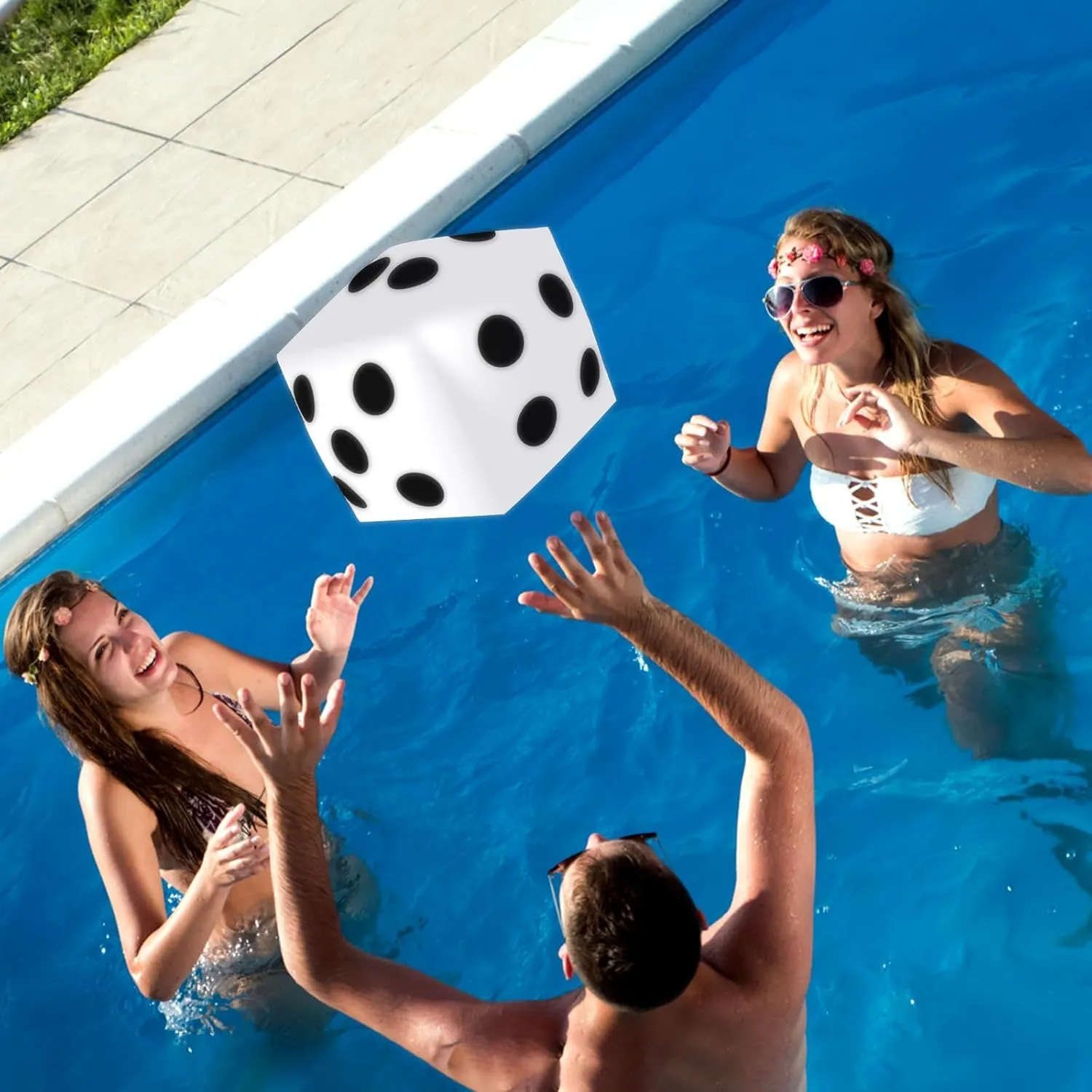 3 Pieces Jumbo Inflatable Dice 19.7 Inch Giant Inflatable Dice Multicolor Large Fun Game Toy for Indoor Outdoor Lawn Swimming Pool Party Board Game, White