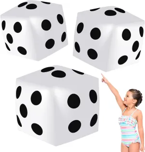 3 Pieces Jumbo Inflatable Dice 19.7 Inch Giant Inflatable Dice Multicolor Large Fun Game Toy for Indoor Outdoor Lawn Swimming Pool Party Board Game, White