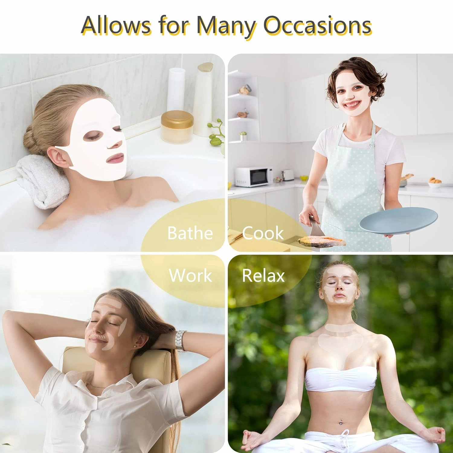 32 Pcs Facial Chest Neck Silicone Pad Reusable Face Forehead Patches Facial Sleeping Mask Cover for Smoothing Chest Neck Forehead Eye Mouth (Clear,Milk White)