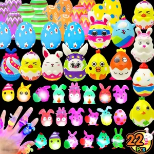 36 Pack Led Light Up Toys,Easter Eggs Filled with Glow in the Dark Toys Inside,Easter Basket Stuffers Led Toys,Glowing Party Fovers for Easter Egg Hunt (36)