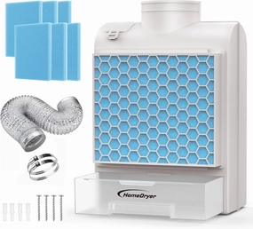 3 in 1 Indoor Dryer Vent Kit, Dryer Vent Box With Stainless Steel Screen Filter, Enhanced Air Quality Water Drawer System,Plus 6 Extra Polyester Filters for Electric Clothes Dryers-2025 New Upgrade