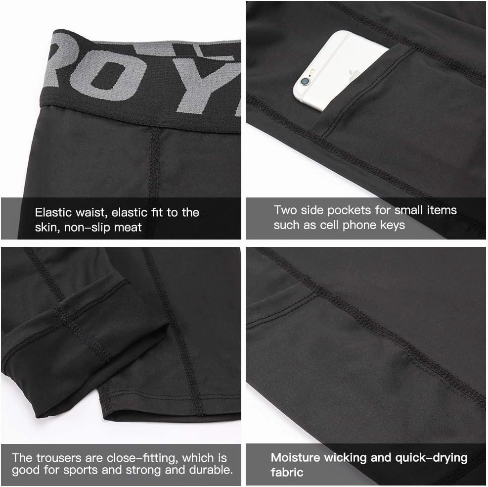 3 Pack Compression Shorts Men with Pocket Cool Dry Spandex Athletic Shorts Biker Running Tights Underwear