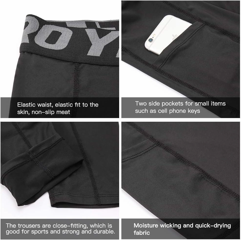 3 Pack Compression Shorts Men with Pocket Cool Dry Spandex Athletic Shorts Biker Running Tights Underwear