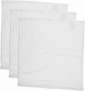3 Piece Set of White Face Cloths Soft Cotton Washcloths for Daily Cleansing Makeup Removal and Bath