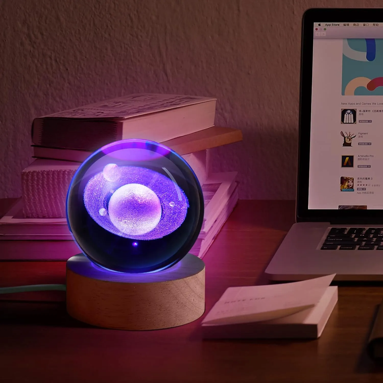 3D Galaxy Crystal Ball Night Light for Kids with Colorful LED Light Base, Color Changing Light with Remote as a Birthday Gift for Teens Boys and Girls, Planet Model