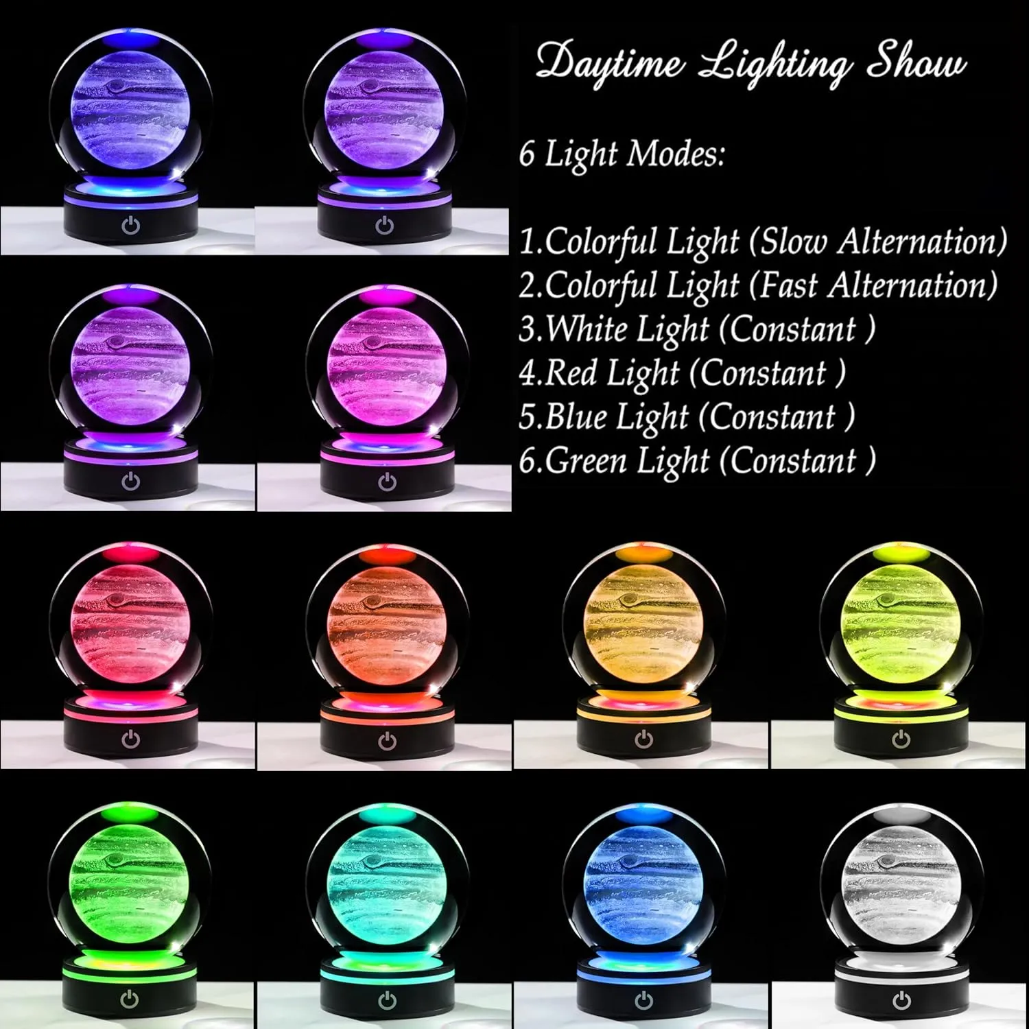 3D Jupiter Crystal Ball 100mm 3.9inch - Solar System Outer Space Astronomy Gifts Room Decor Crystal Jupiter Sphere Unique Gifts for Men Him Best Birthday Dad Physics Science Teacher Planet Lamp