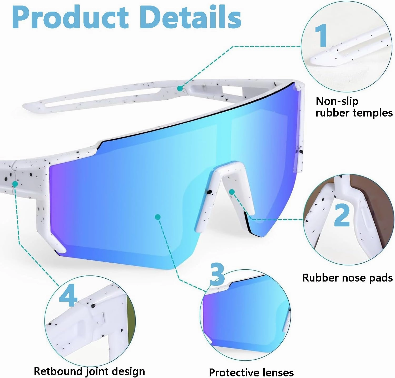 3PACK Youth Kids Baseball Sunglasses,Sports Sunglasses for Boys Girls,Cycling Running Golf Glasses