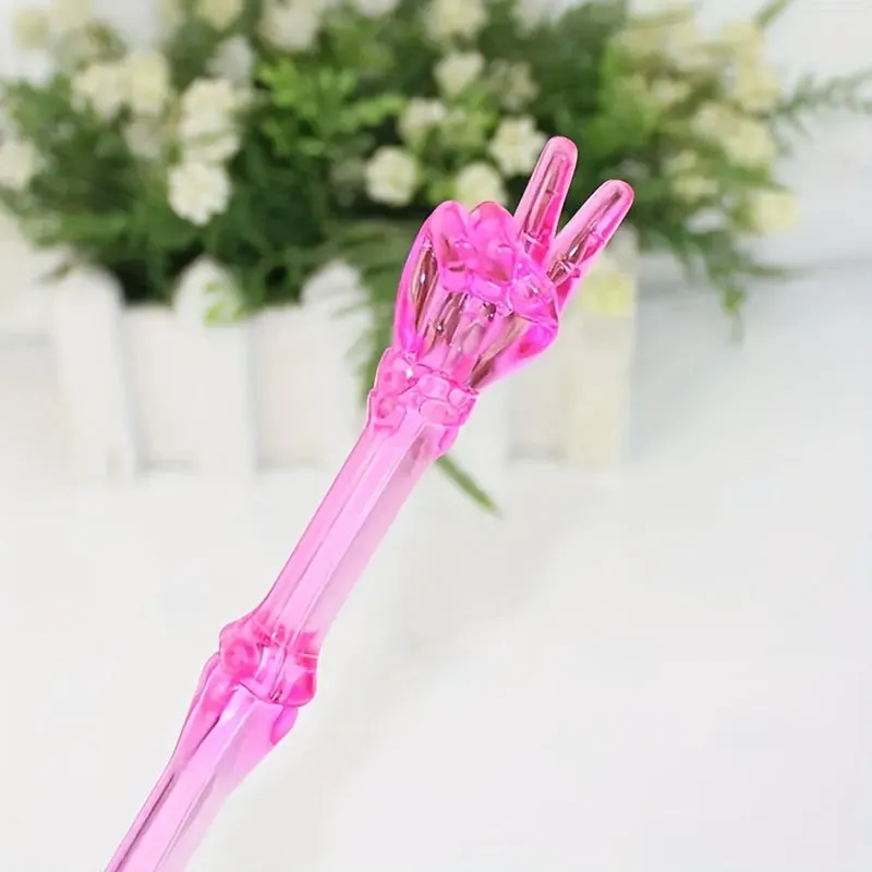3pcs, Colorful Plastic Finger Bones Ball-point Pen Creative New And Unique Stationery Supplies