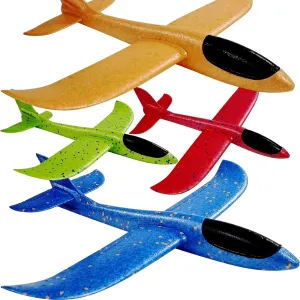 4 Pack Foam Airplanes,17.5" Large Throwing Foam Plane,Airplane Toys for Kids,2 Flight Mode Glider Plane Outdoor Toys,Foam Airplane Party Favors Birthday Gifts for 3 4 5 6 7 Year Old Boy