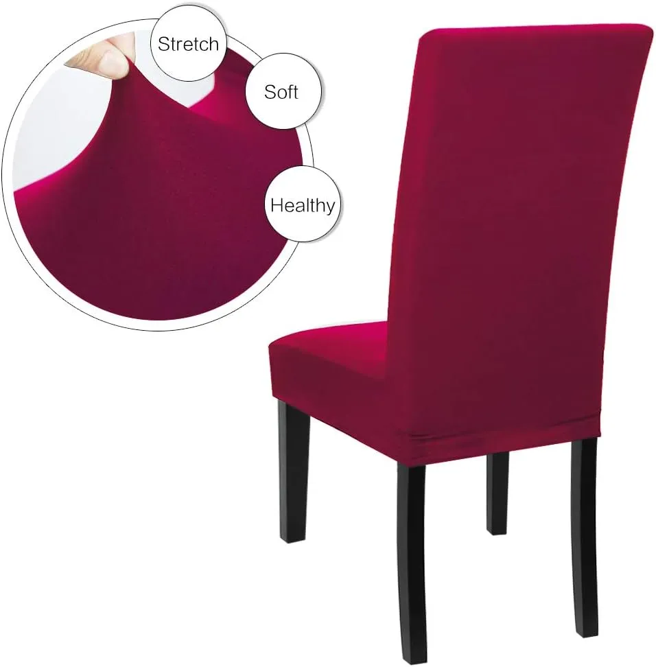 4 Pack Super Fit Stretch Removable Washable Short Dining Chair Protector Cover Seat Slipcover for Hotel, Dining Room, Ceremony, Banquet Wedding Party