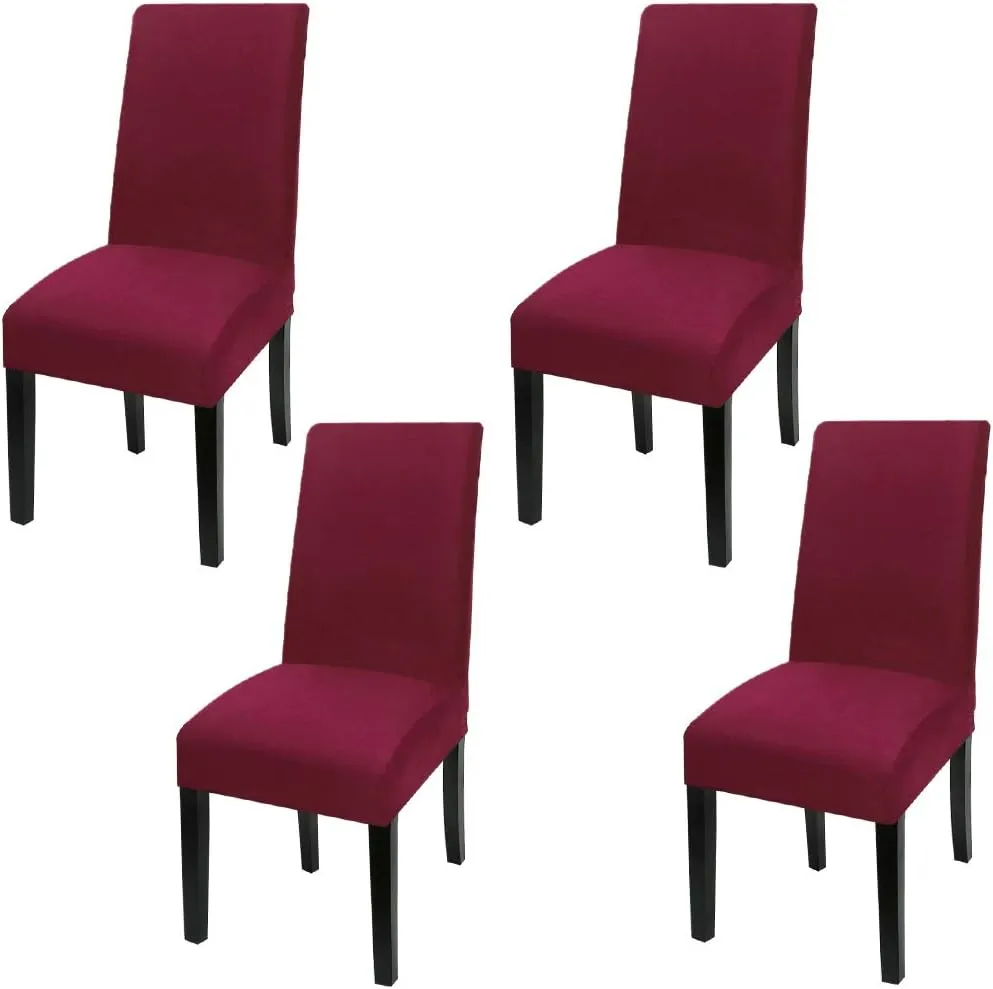 4 Pack Super Fit Stretch Removable Washable Short Dining Chair Protector Cover Seat Slipcover for Hotel, Dining Room, Ceremony, Banquet Wedding Party
