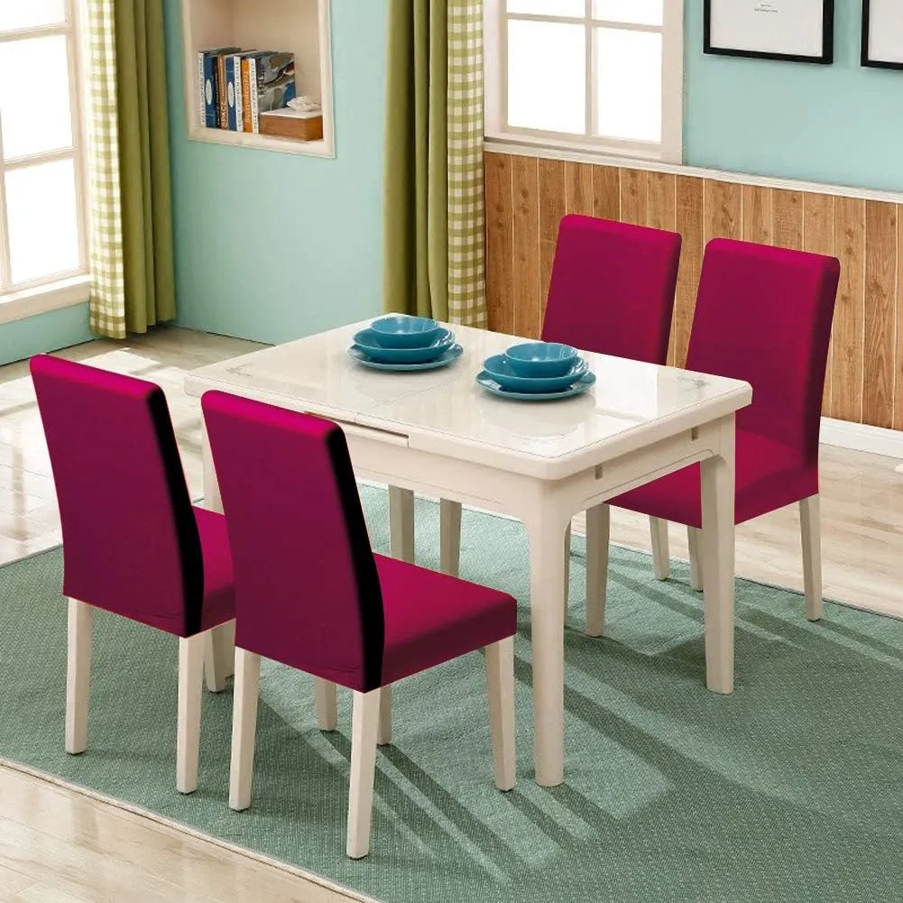 4 Pack Super Fit Stretch Removable Washable Short Dining Chair Protector Cover Seat Slipcover for Hotel, Dining Room, Ceremony, Banquet Wedding Party