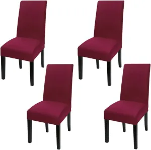 4 Pack Super Fit Stretch Removable Washable Short Dining Chair Protector Cover Seat Slipcover for Hotel, Dining Room, Ceremony, Banquet Wedding Party