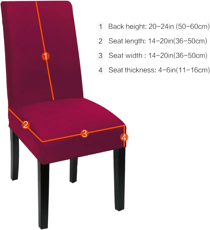 4 Pack Super Fit Stretch Removable Washable Short Dining Chair Protector Cover Seat Slipcover for Hotel, Dining Room, Ceremony, Banquet Wedding Party