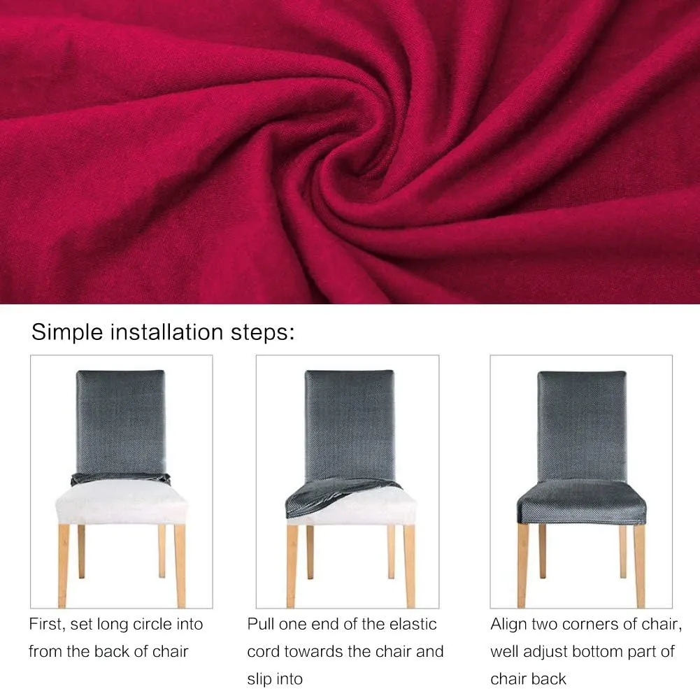 4 Pack Super Fit Stretch Removable Washable Short Dining Chair Protector Cover Seat Slipcover for Hotel, Dining Room, Ceremony, Banquet Wedding Party