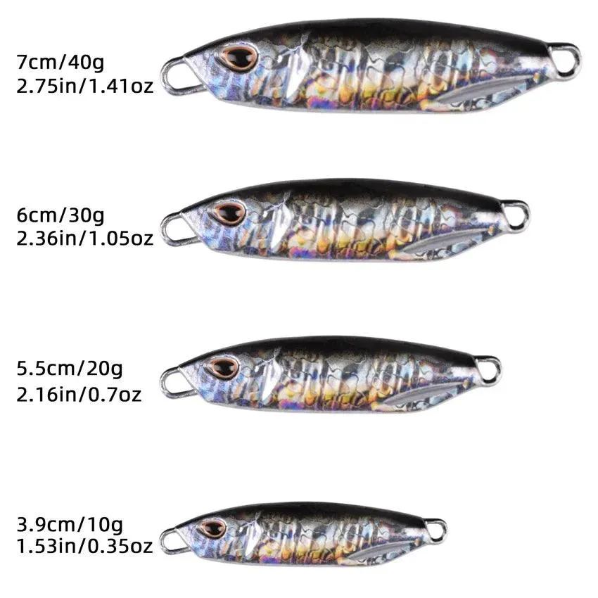 4-Piece Metal Spoon Lure Set for Slow Jigging - 10g to 30g Artificial Bait for Bass Fishing and Shore Fishing Tackle