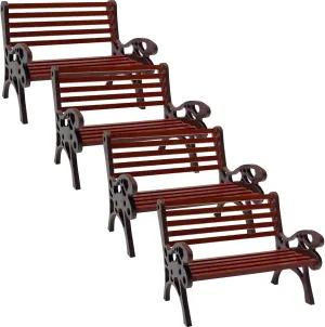 4 Pieces Miniature Plastic Bench Dollhouse Bench Christmas Micro Landscape for DIY Dollhouse Craft Decor Miniature Park Bench Accessory