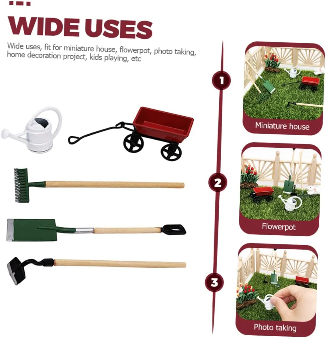 4 Sets Miniature Gardening Tool Micro Garden Accessories for DIY Dollhouse and Fairy Garden Safe Material for Lightweight Decor for Imagination