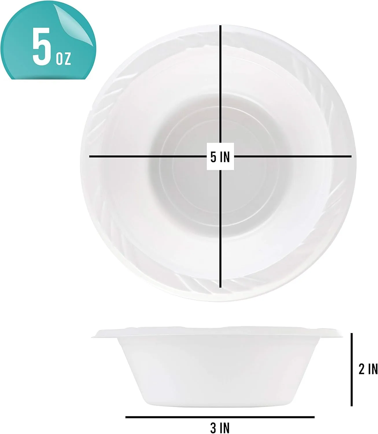 400 Count Disposable 5 ounce White Plastic Dessert Bowls