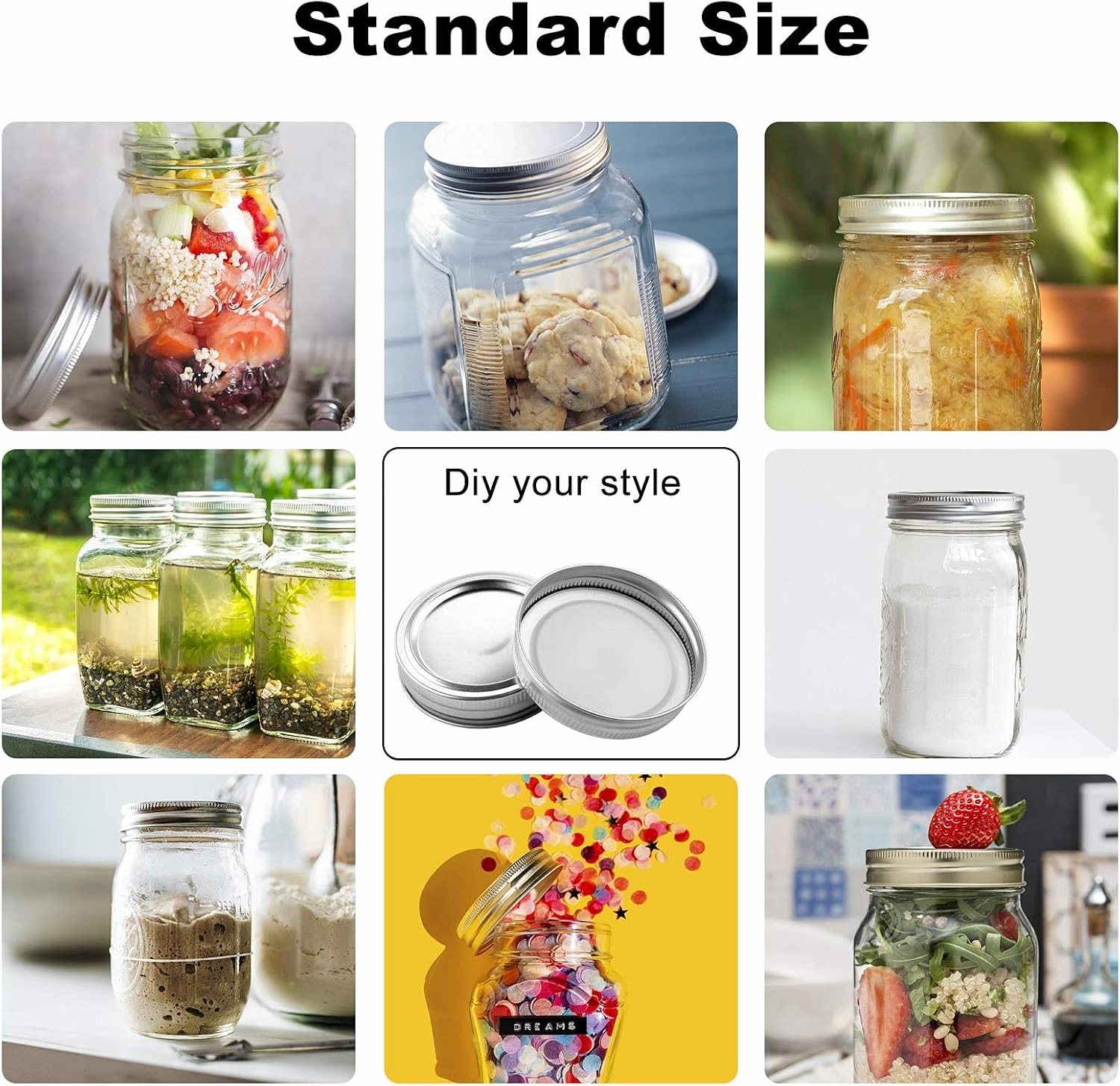 42 Pieces Wide Mouth Canning Rings, Wide Mouth Mason Jar Rings - Replacement Metal Lids for Mason Jar Large Mouth (42 Pcs Wide Mouth Ring(Silver))