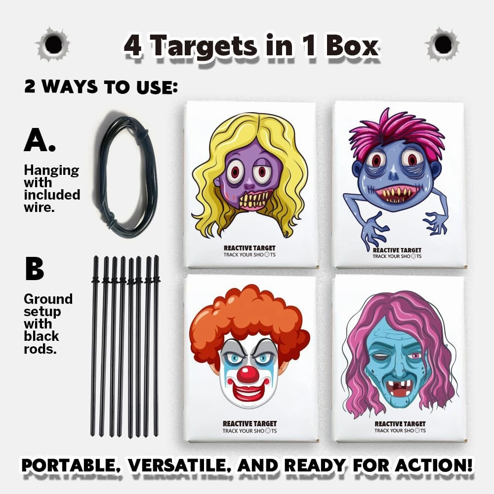 4-Pack Gender Reveal Targets – Easy-to-See Targets for The Range, Shooting Practice Target with Bright Impact Effect, Simple Setup, Family-Friendly Shooting Accessories