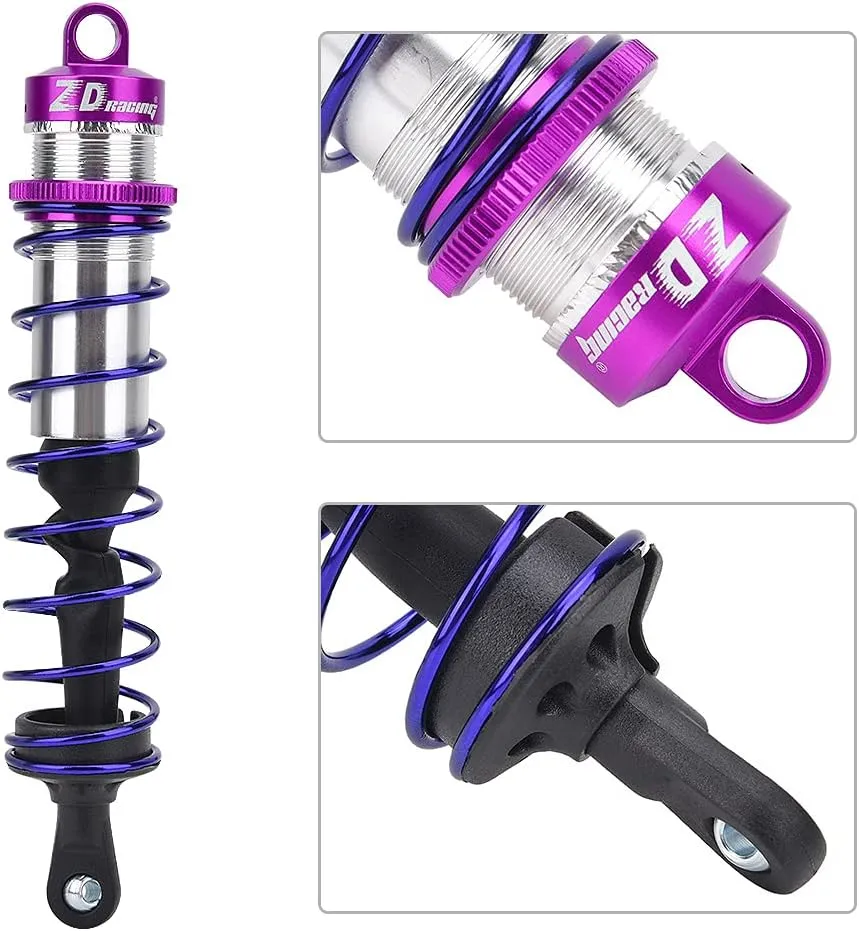 4pcs Metal Oil Pressure Adjustable Shock Damper for Front and Rear of 1 8 RC Car Truck Buggy Compatible with JLB HSP EM Racing and More (Purple)