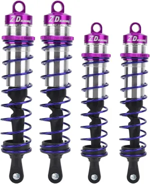 4pcs Metal Oil Pressure Adjustable Shock Damper for Front and Rear of 1 8 RC Car Truck Buggy Compatible with JLB HSP EM Racing and More (Purple)