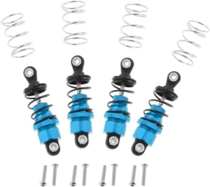 4PCS RC Metal Aluminum Shock Absorber Damper with Coil Spring for TT01 TT02 1:10 Scale On-Road Car Racing, Stability Upgrade Kit - Blue