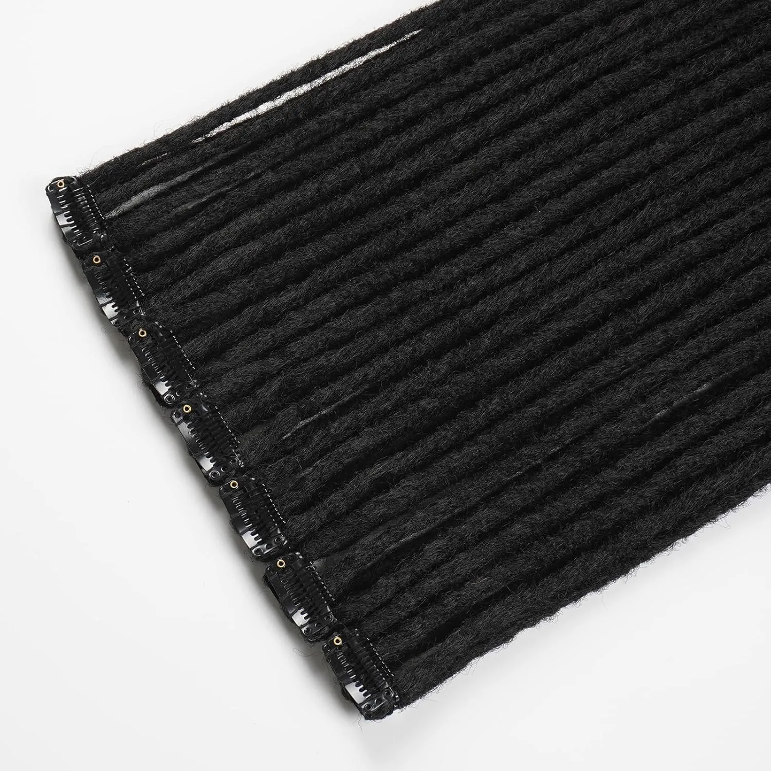 4PCS Synthetic Dreadlock Extensions Clip in 24 Inches, Crochet Braided Hair Extensions Clip in Dreads, Soft Synthetic Thin 0.6cm Width Dreadlocks(Natural Black, Clip-in 24''(12 Strands))