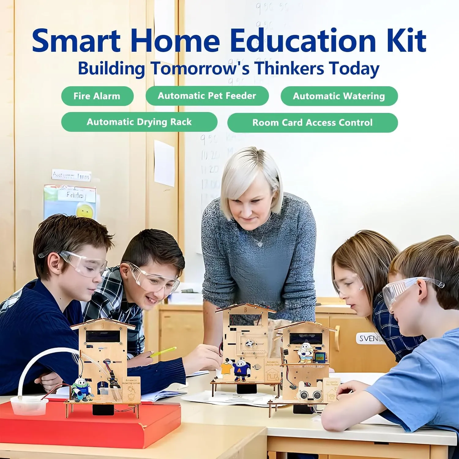 5-in-1 ESP32 STEM Smart Home and School Education Kit Compatible with Arduino, STEM Robotics Science Kits for Students Age 12 , Engineering Projects STEAM Activities Gifts 12-16 Year Old