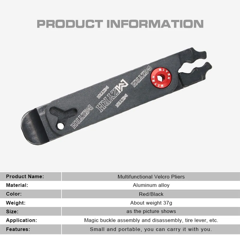 5 in 1 Multitool Bike Tool Combo Pliers Squeeze Bicycle Tire Levers Chain Pliers Valve Core Removal Integrated MTB Aluminum Alloy Anodized CNC-Machined Red
