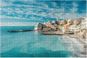 500 Piece Jigsaw Puzzle Game - View of Bogliasco Bogliasco is a ancient fishing village in Italy Colorful Large Puzzles Artwork Hard Puzzles for Adults Teens Puzzle Game Gift