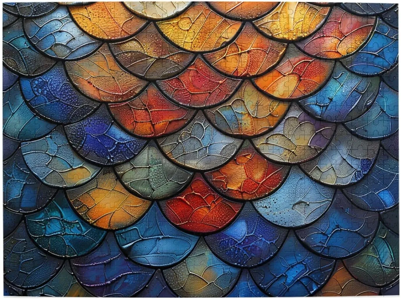 500 Piece Jigsaw Puzzles Fun Puzzle for Adults Family Friends Game - Fish Scales Colorful Cool Art