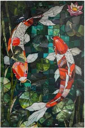 500 - Piece Mosaic Tile Koi Fish Pond Puzzle - for Koi Fish Lovers, Mosaic Art, Unique, Adult, Family Fun