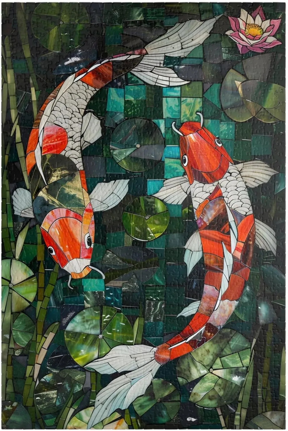 500 - Piece Mosaic Tile Koi Fish Pond Puzzle - for Koi Fish Lovers, Mosaic Art, Unique, Adult, Family Fun
