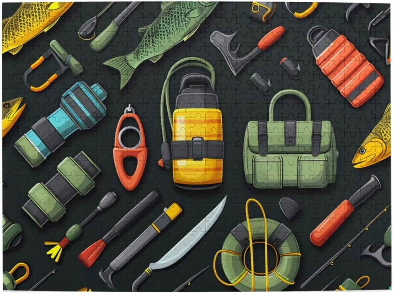 500 Piece Wooden Puzzle Fishing Accessories Outdoor Camouflage Black Wood Puzzle for Adults Teens Family Game Educational Gifts