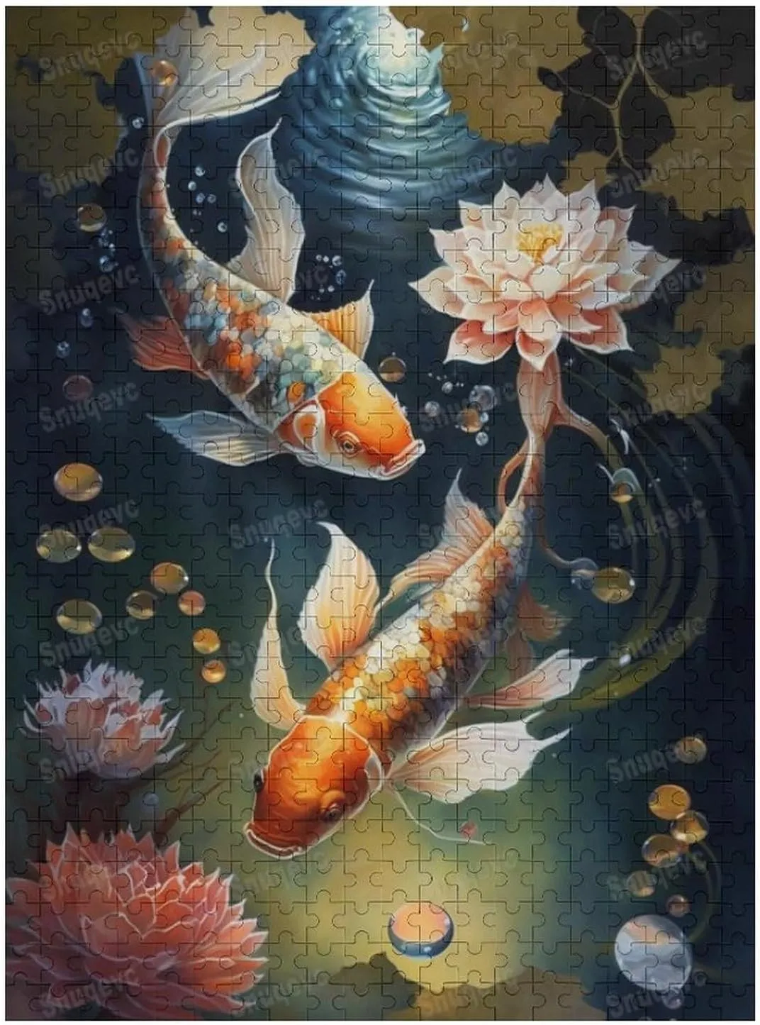 500 Pieces Jigsaw Puzzle for Adults - Beautiful Lucky Fish Funny Puzzles Educational Games Gift for Birthday Christmas Halloween
