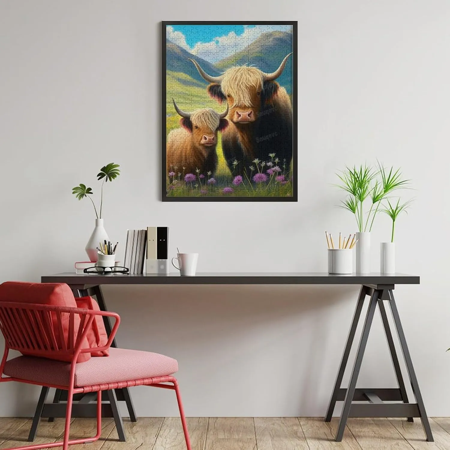 500 Pieces Jigsaw Puzzle for Adults - Cute Yak in Grassland Inspirational Wooden Jigsaw Puzzles for Family Activities Games