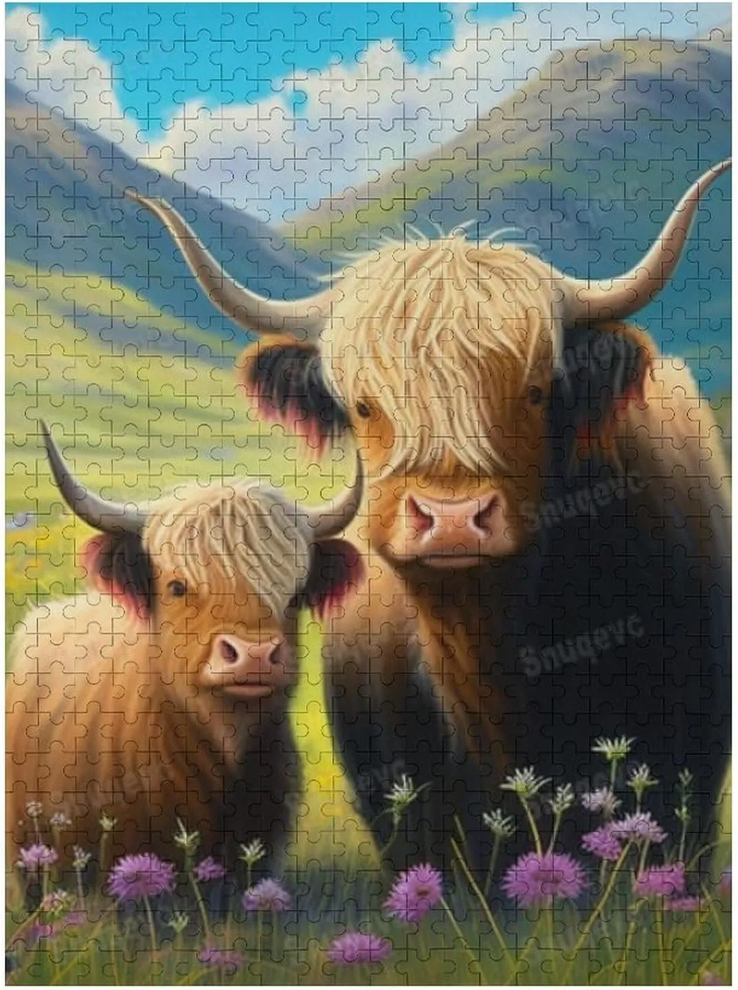 500 Pieces Jigsaw Puzzle for Adults - Cute Yak in Grassland Inspirational Wooden Jigsaw Puzzles for Family Activities Games