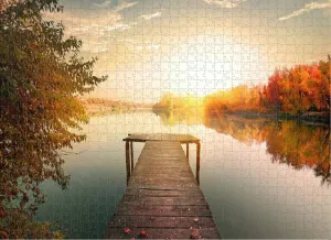 500 Pieces Puzzles for Adults - Red Autumn and Fishing Pier Fun Brain Puzzle Lovers Challenging and Relaxing Gifts Idea