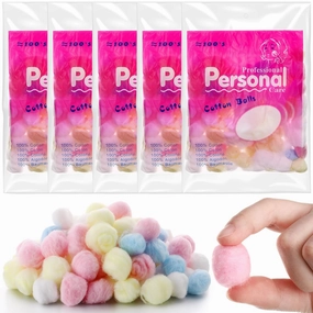 500 Pcs Colored Cotton Balls Bulk Natural Cotton Balls Soft Small Degreasing Cottonballs for Face Makeup Nail Polish Removal Home Use