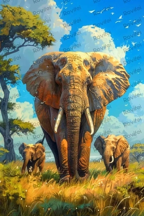 500 Pieces Puzzles for Adults - Elephant in The Grassland Vibrant Design Fun Family Activity Gift for Women Men,Perfect for Relaxation and Home Wall Decor