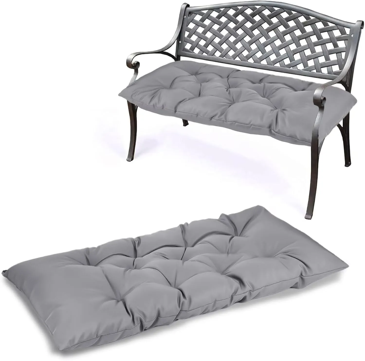 59 inch Indoor/Outdoor Bench Cushion, Swing Cushion,2/3 seat Thick Outdoor Garden Bench Seat Cushion Backrest Waterproof Bench Pad (59 X 19.10 in,Light Grey)