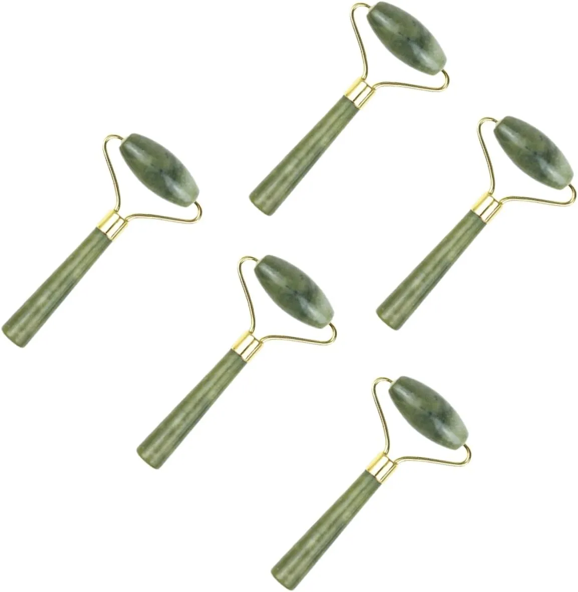 5Pcs Jade Eye Beauty Roller Rolling Tool for Skin Care Comfortable and Smooth Application for Relaxation and Aging Treatment Green
