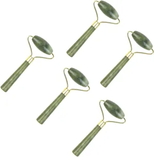 5Pcs Jade Eye Beauty Roller Rolling Tool for Skin Care Comfortable and Smooth Application for Relaxation and Aging Treatment Green
